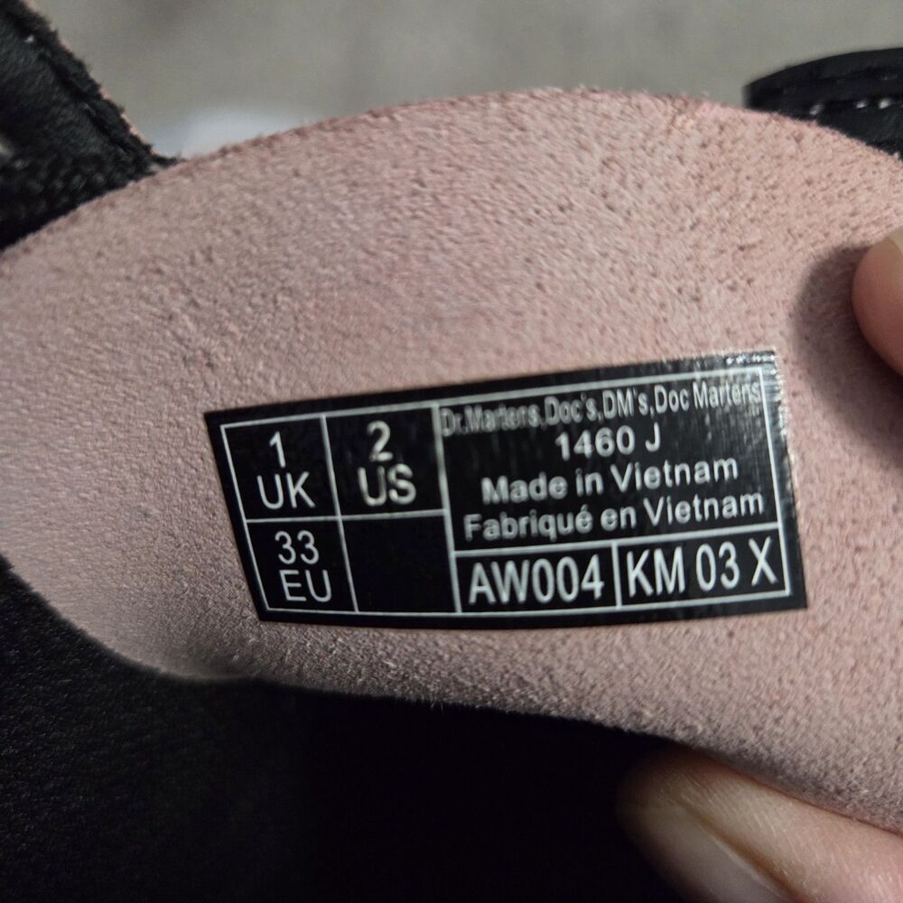 Dr. Doc Martens 1460J YOUTH Kids Pink Patent Leather Combat Ankle Boots Sz 2 - Picture 10 of 11
